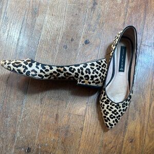 Steven By Steve Madden Leopard Print Pointed-Toe Flats - Tan/Black Size 7